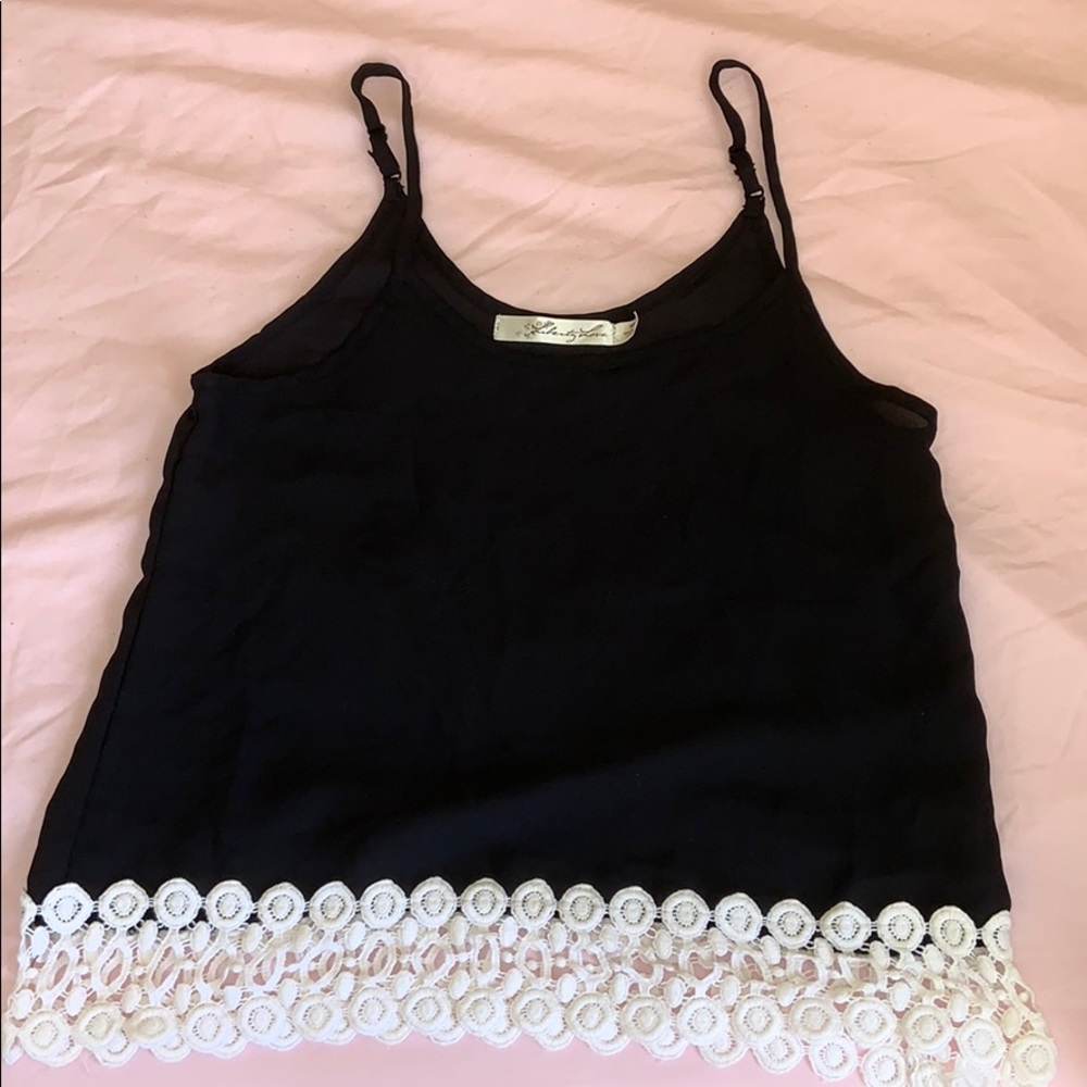 Black Tank Crotchet Trim